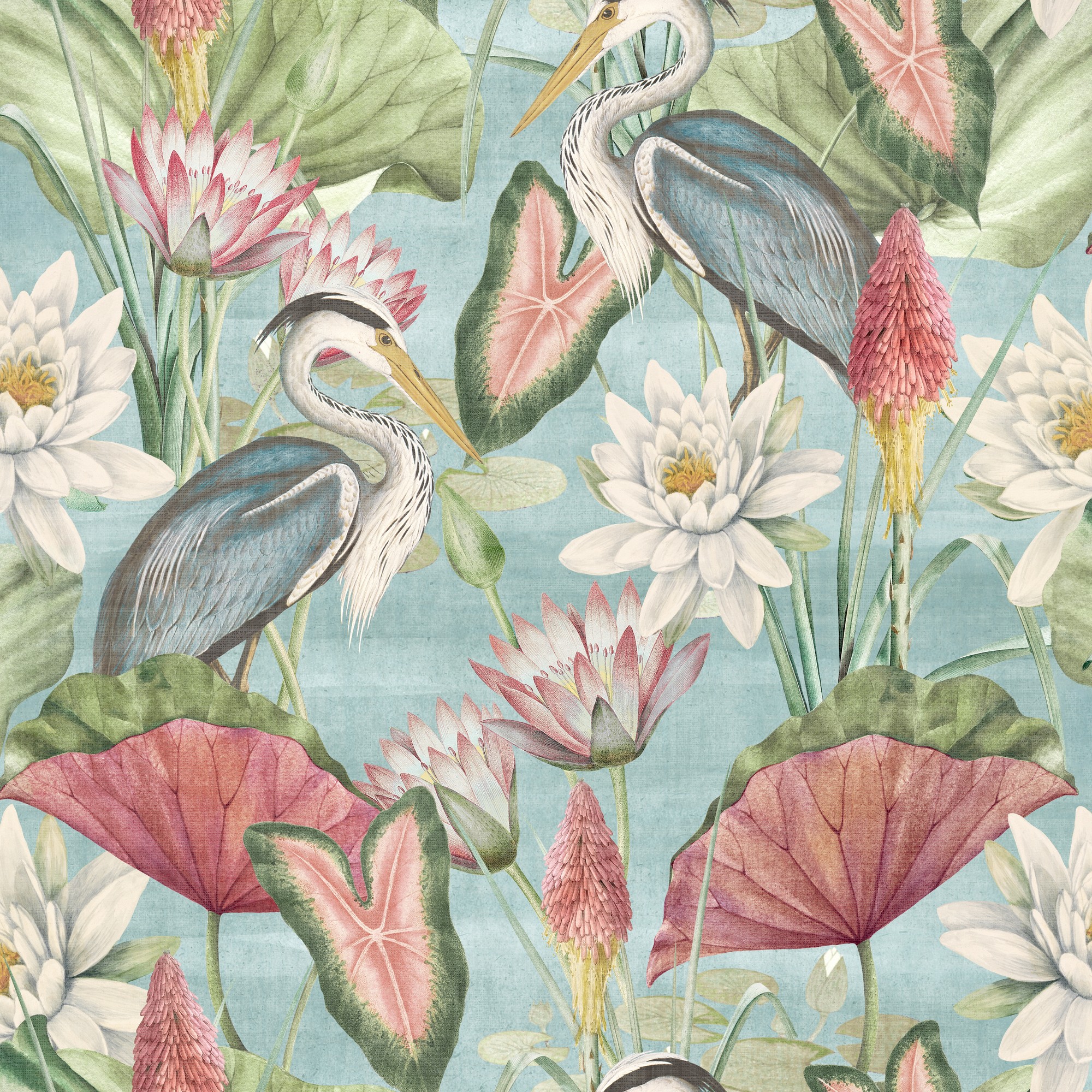 Waterlily Lake Wallpaper 100047eh By Esselle Home In Soft Blue